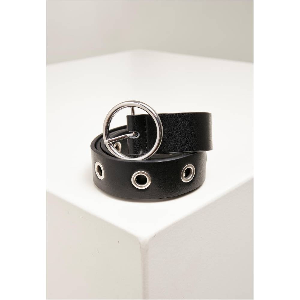 Urban Classics - Synthetic Leather Eyelet 2-Pack Riem - Zwart/Wit